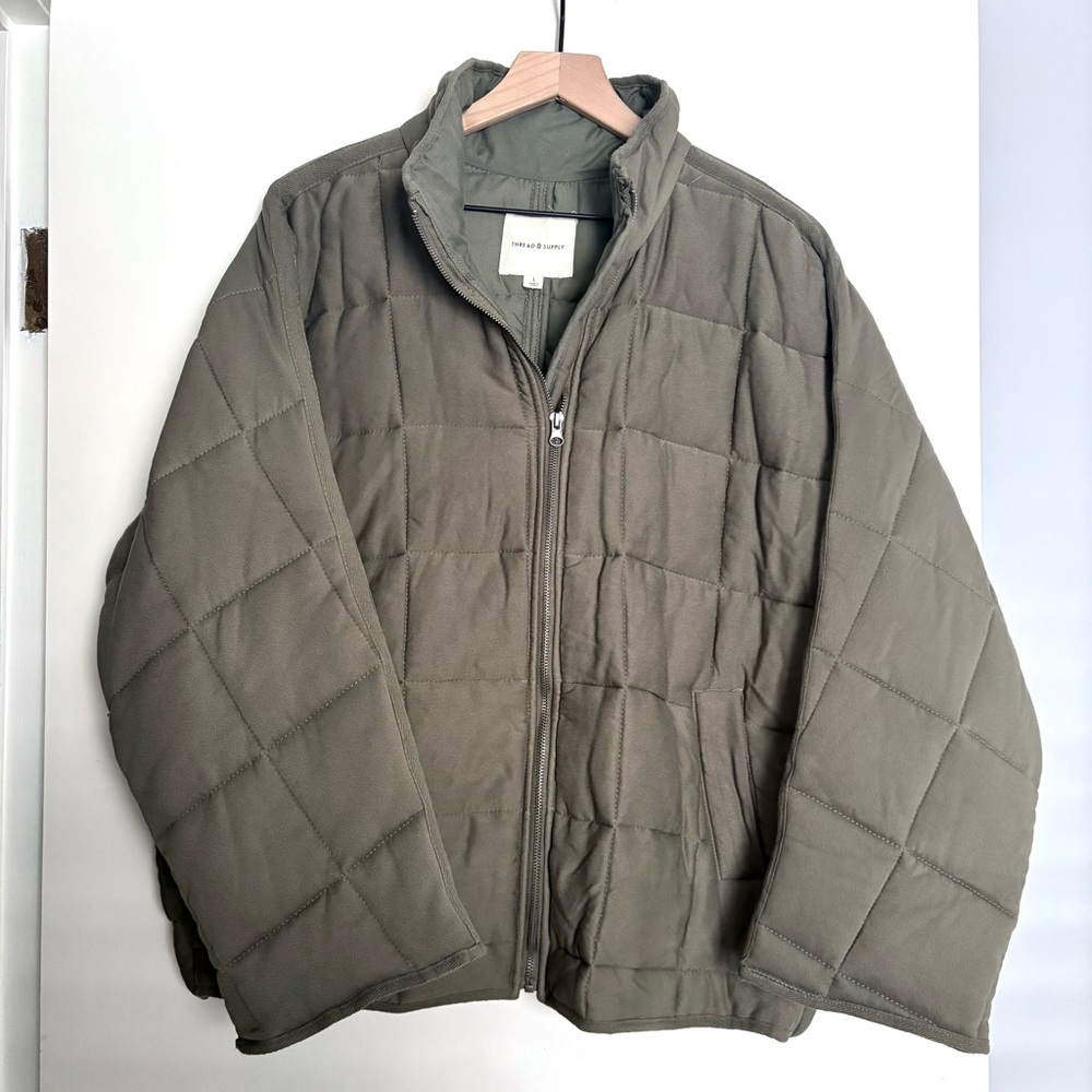 Thread & Supply Women’s Olive Green Quilted Puffer Jacket